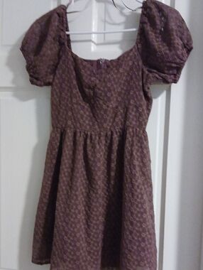 Altar'd State Plum Puff Sleeve Mini Dress